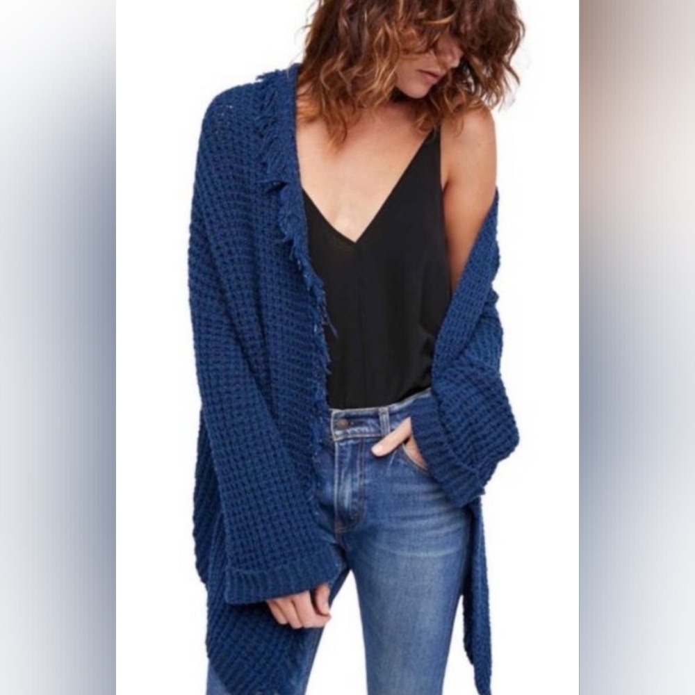 Free People I'll Be Around Waffle Cardigan